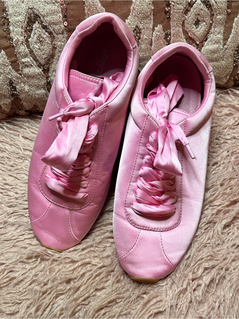 Jeffrey Campbell Pink Satin Ribbon Lace Sneakers